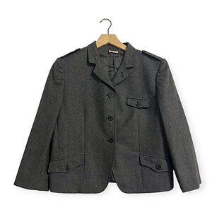 Miu Miu Gray Virgin Wool Blazer Jacket, Size 46Italy, M/L
